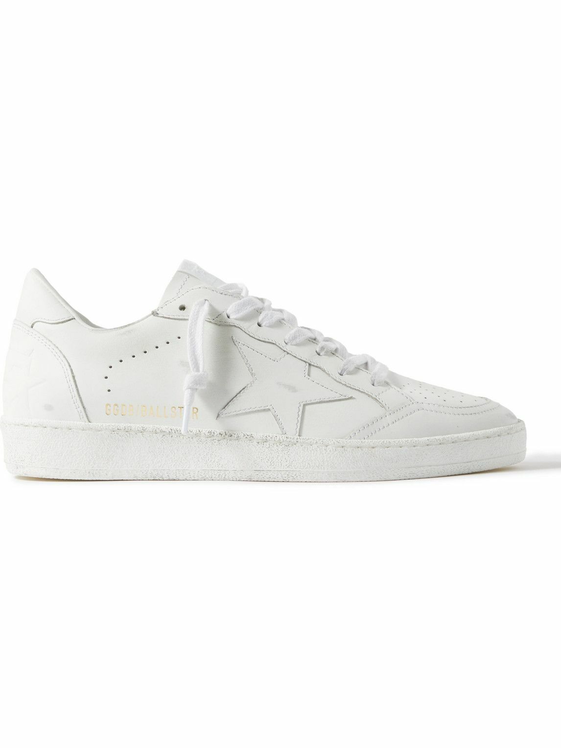 Golden Goose - Ball Star Distressed Leather Sneakers - White Golden ...