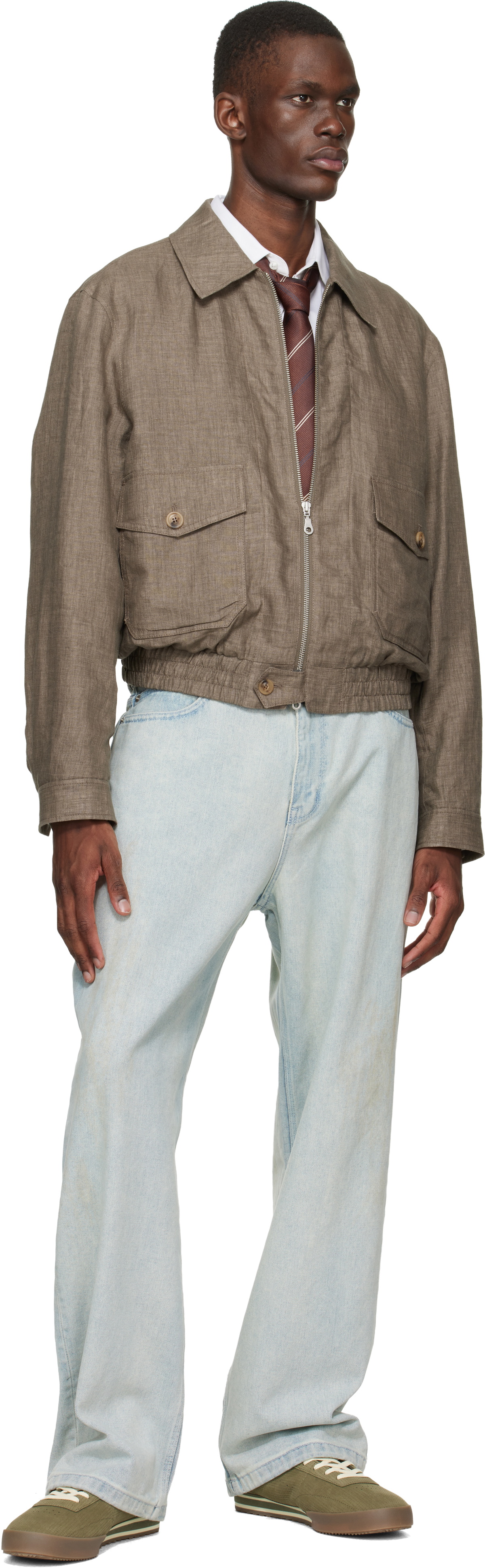 Lacoste Khaki Aura Leather Sneakers
