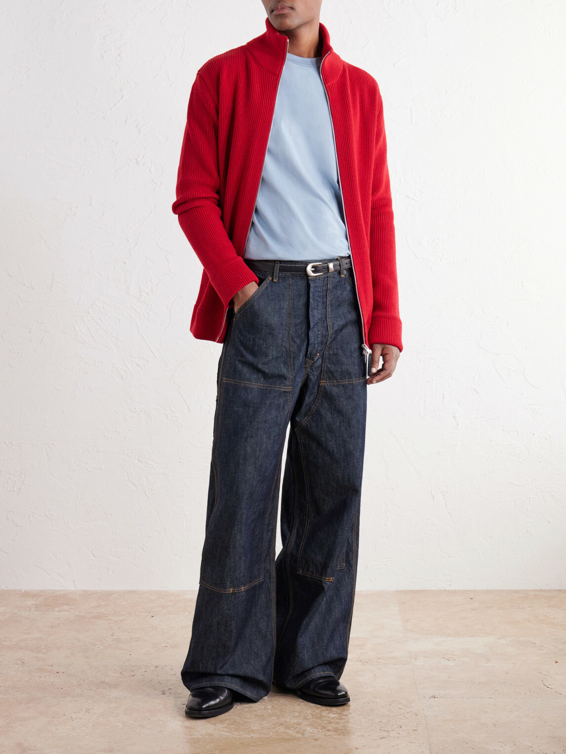 FULLCOUNT - Double-Knee Wide-Leg Jeans - Blue