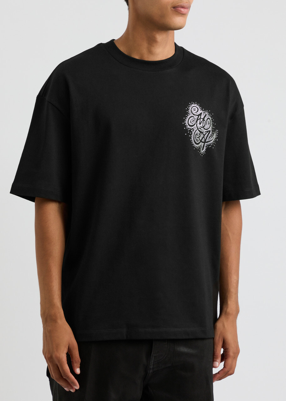 Amiri Crystal Burst MA Swirl Logo Cotton T-shirt Black Amiri