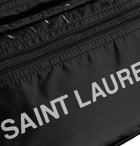 SAINT LAURENT - Metallic Logo-Print Glossed Nylon-Ripstop Belt Bag - Black