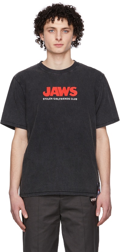 Photo: Stolen Girlfriends Club Black Universal Pictures Edition 'Jaws' Logo T-Shirt
