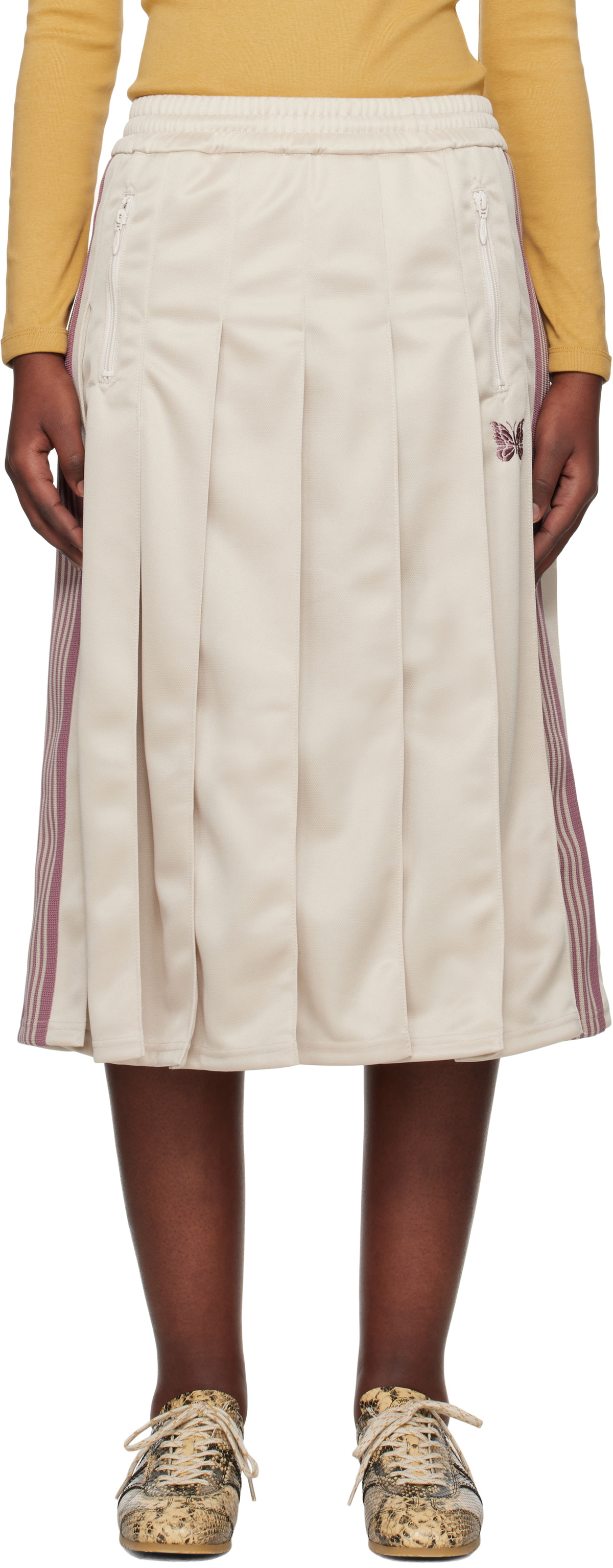 パンツ Needles SS25 PLEATED TRACK SKIRT Needles / Pleated Track Skirt - Poly Smooth (Ivory)