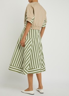 3.1 Phillip Lim Detachable-sweatshirt Striped Cotton Midi Dress Beige