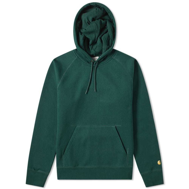 Photo: Carhartt Hooded Chase Sweat Bottle Green & Gold