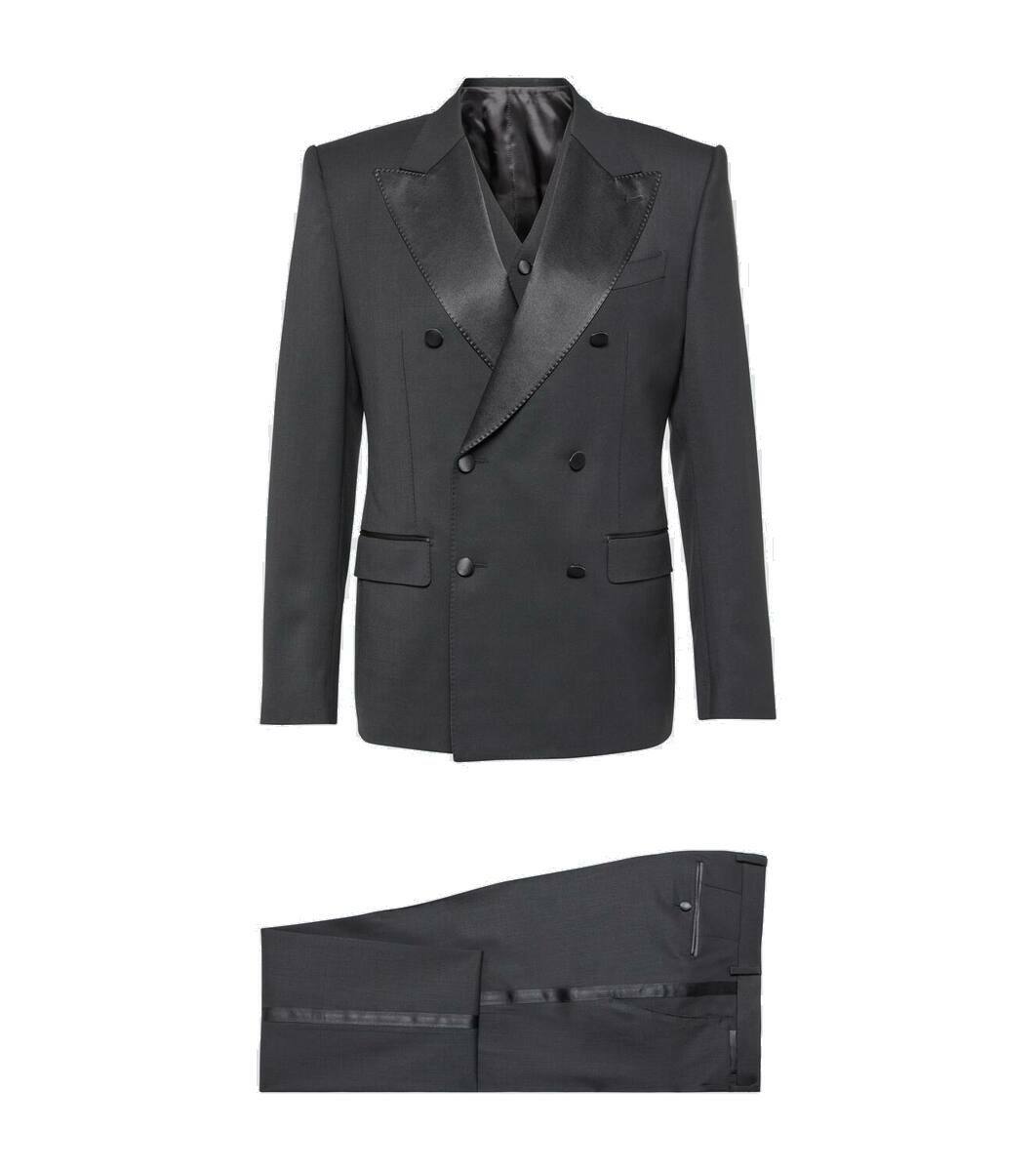 Dolce & Gabbana Silver Wool Silk 3 Piece Slim Fit Suit