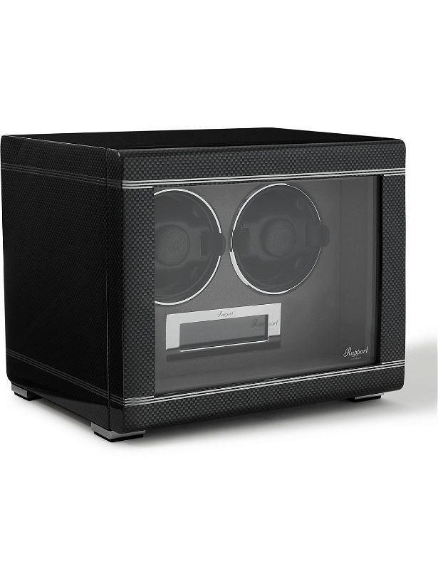 Photo: Rapport London - Formula Duo Carbon Fibre Lacquered Cedar and Glass Watch Winder - Black