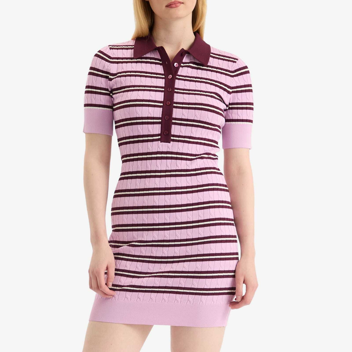 Good American Women's Cable Knit Mini Dress in Collegiate Stripe