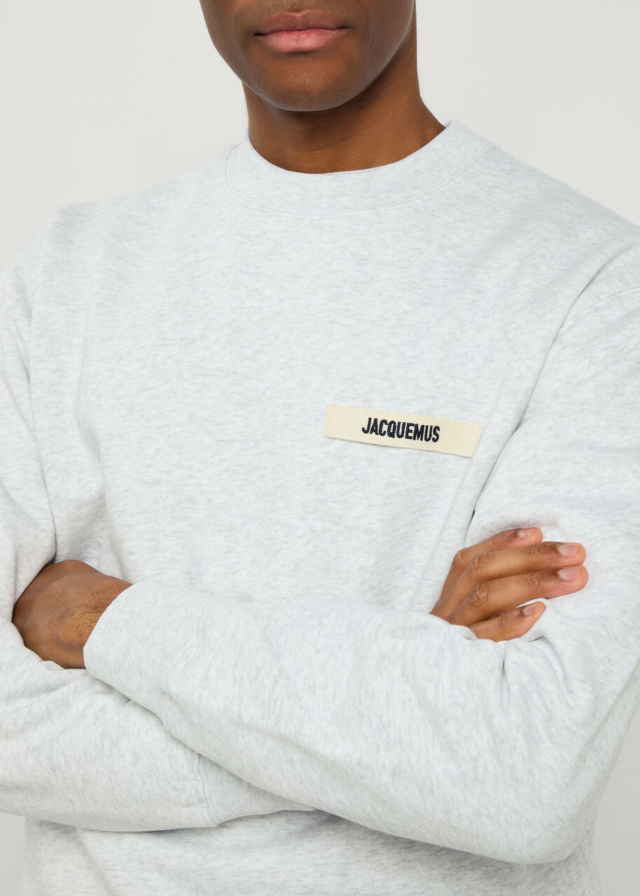 Jacquemus Le Sweatshirt Grosgrain Cotton Sweatshirt Grey