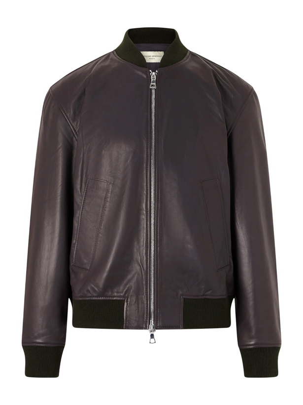 Photo: Officine Générale - Maony Leather Jacket - Brown