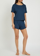 Eberjey Pointelle-knit Shorts Navy