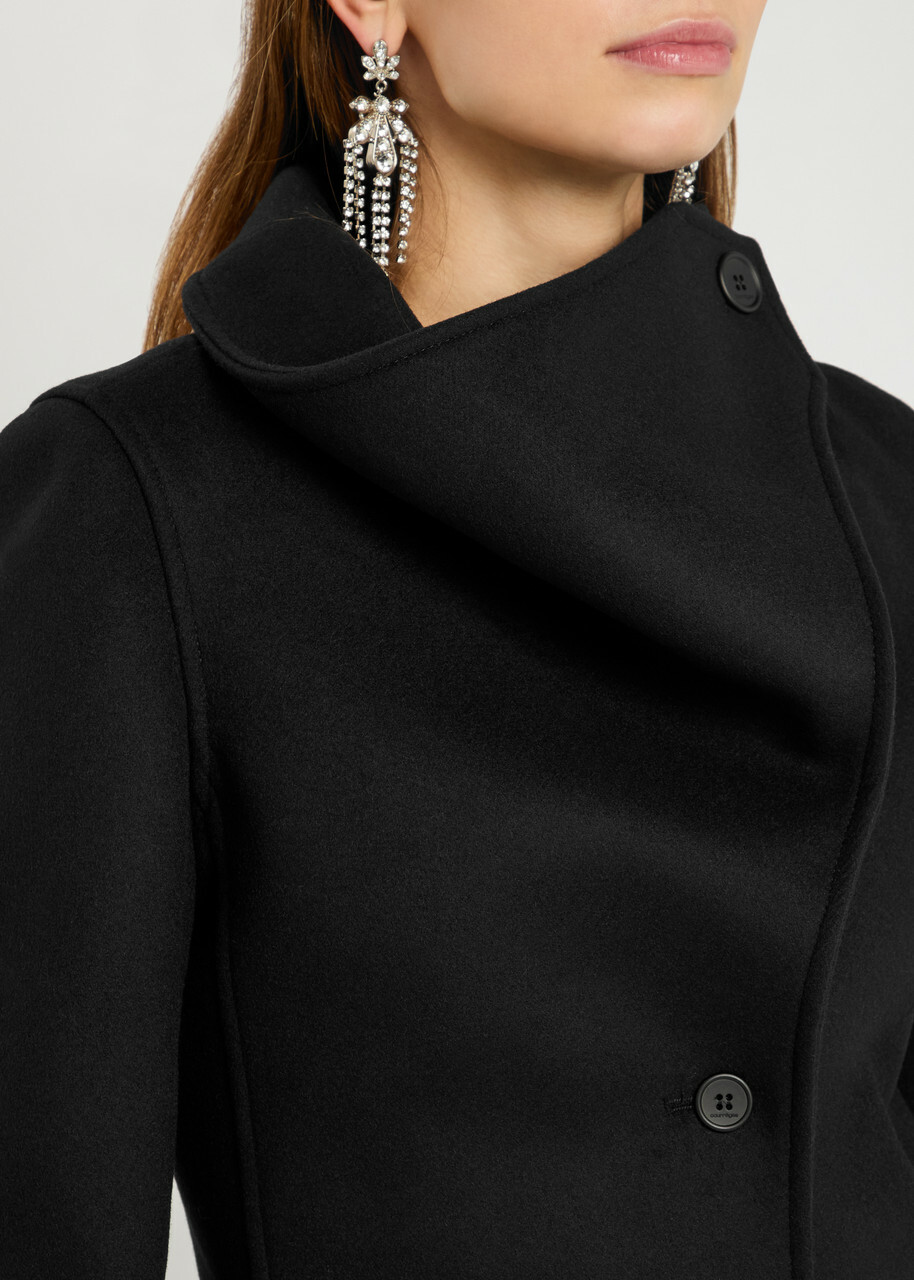 Courrèges Heritage Belted Wool and Silk-blend Coat Black