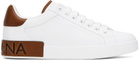 Dolce&Gabbana White & Brown Calfskin Portofino Sneakers