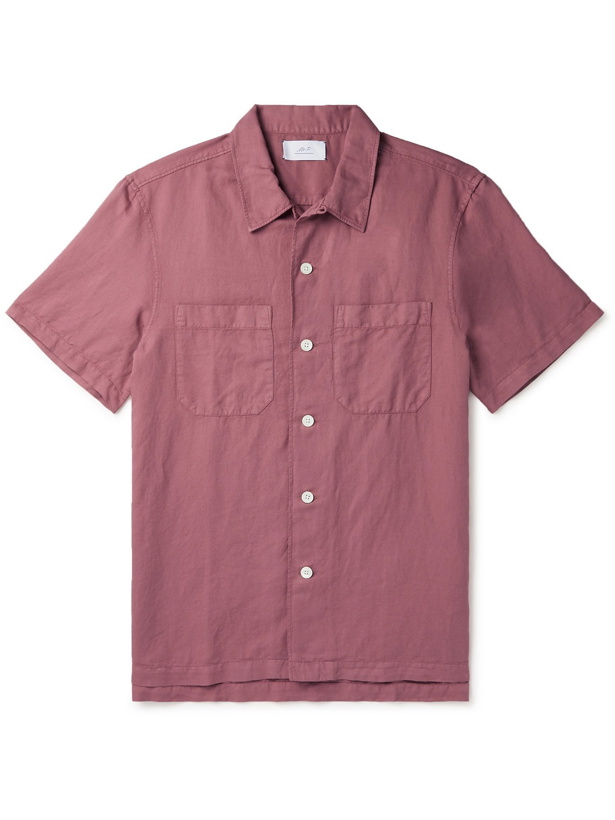 Photo: MR P. - Garment-Dyed Cotton and Linen-Blend Shirt - Burgundy