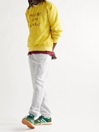 FRIENDS WITH ANIMALS - Tapered Printed Cotton-Blend Jersey Sweatpants - Gray