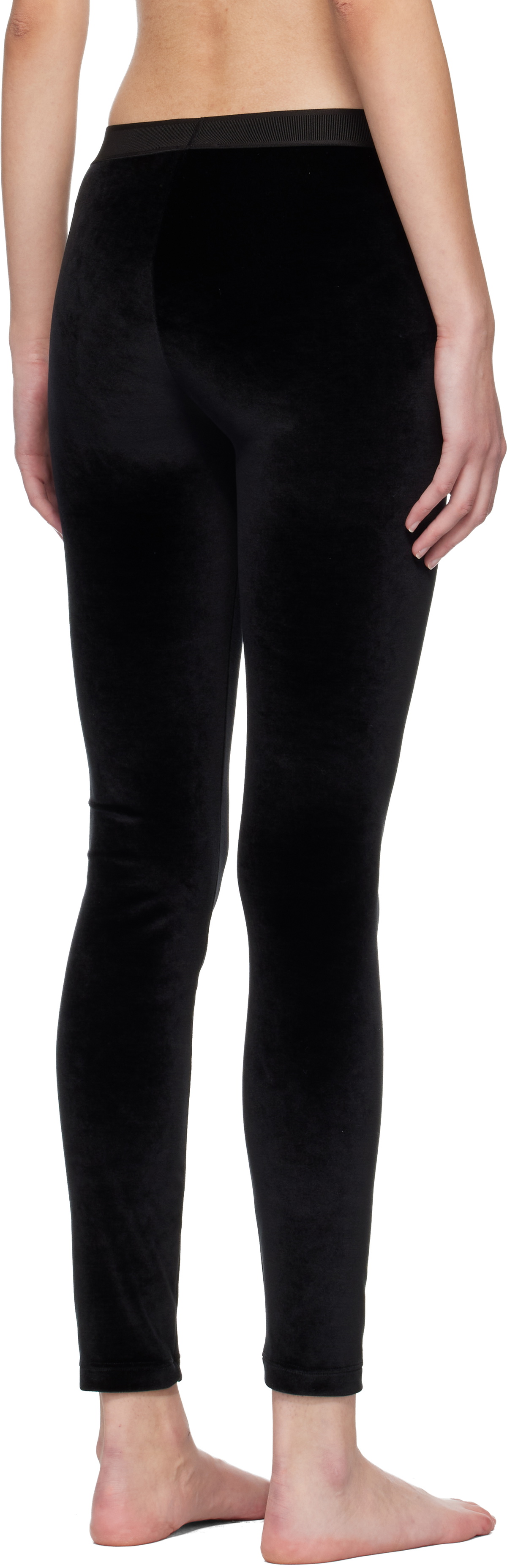 TOM FORD Black Stretch Lustrous Velour Signature Leggings