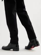 Christian Louboutin - Trapman Ribbed-Knit and Grosgrain-Trimmed Leather Boots - Black