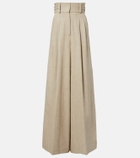 Elie Saab Linen and cotton canvas wide-leg pants