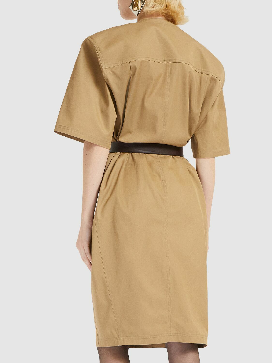 SAINT LAURENT Cotton Twill Midi Dress Saint Laurent