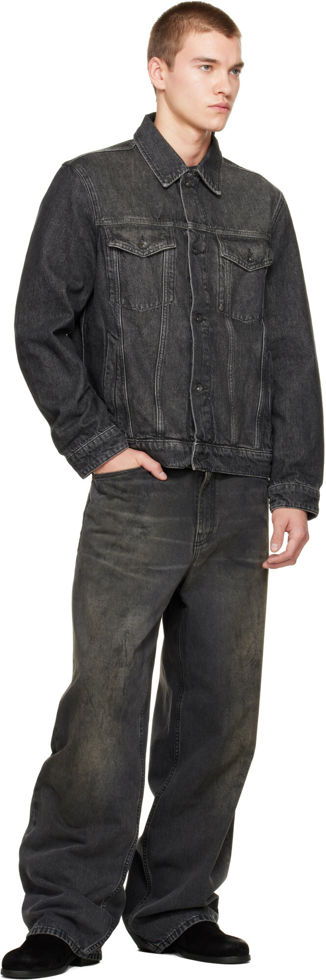 rag & bone Black rb 3 Trucker Denim Jacket