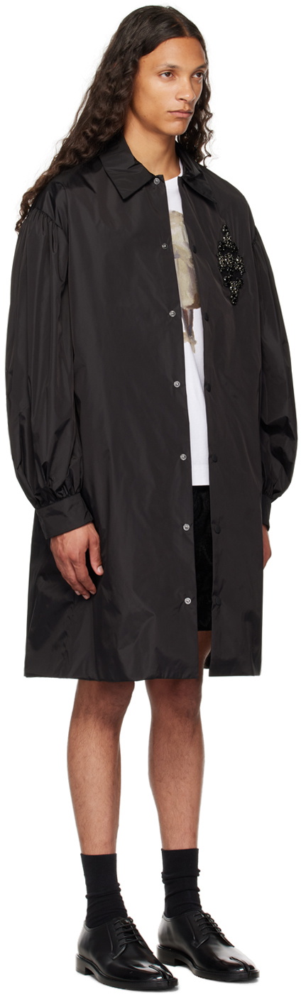 Simone Rocha Black Embellished Puff Sleeve Coat