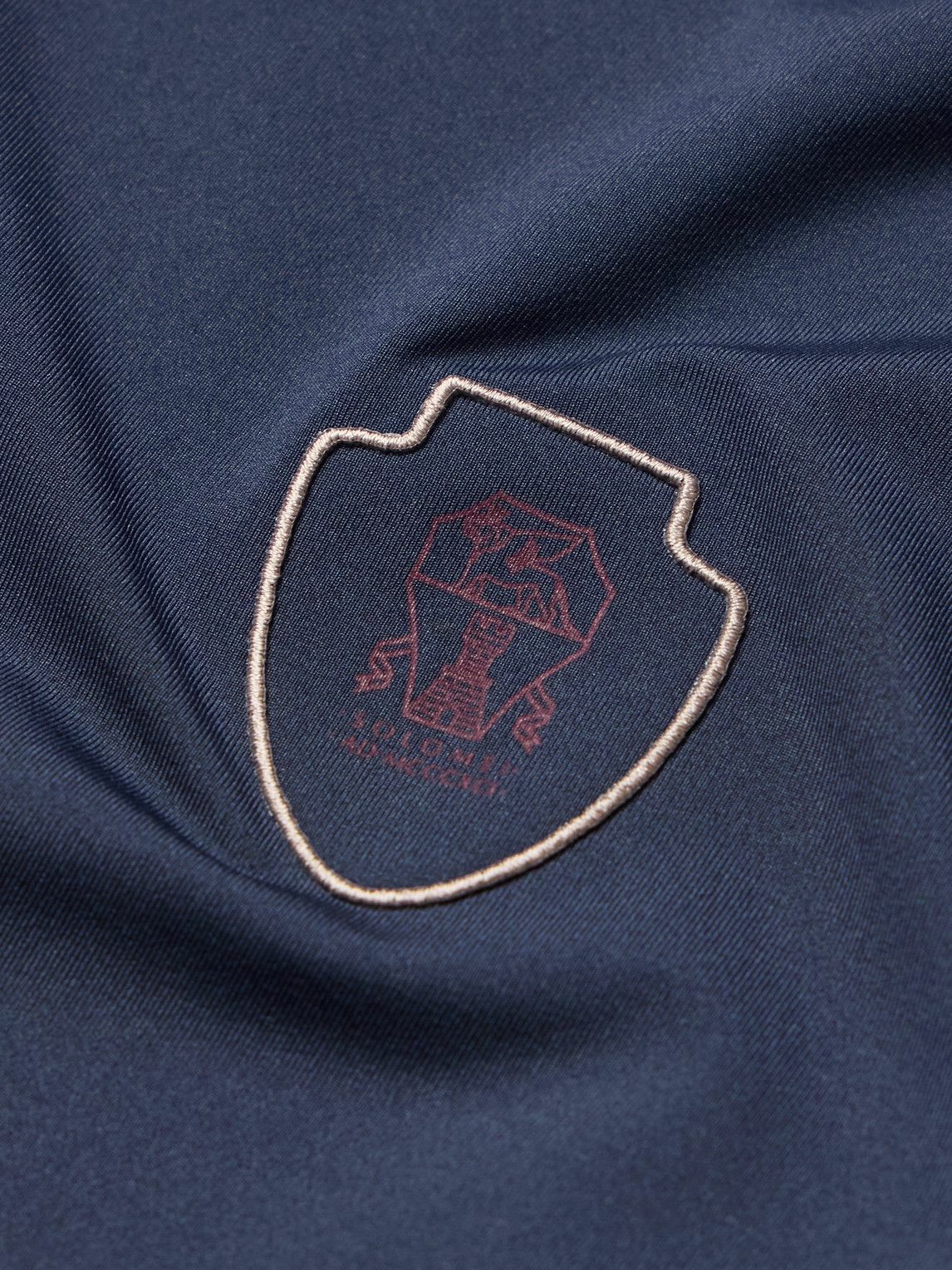 Brunello Cucinelli - Layered Logo-Print Tech-Jersey Tennis T-Shirt - Blue