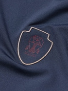 Brunello Cucinelli - Layered Logo-Print Tech-Jersey Tennis T-Shirt - Blue