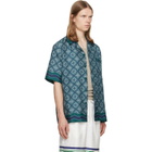 Casablanca Green Radiating Monogram Short Sleeve Silk Shirt