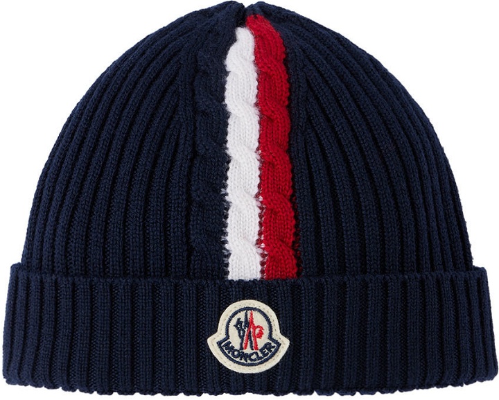 Photo: Moncler Enfant Baby Navy Cable Knit Beanie