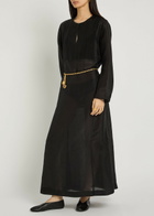 Tory Burch Pintucked Linen and Silk-blend Kaftan Black