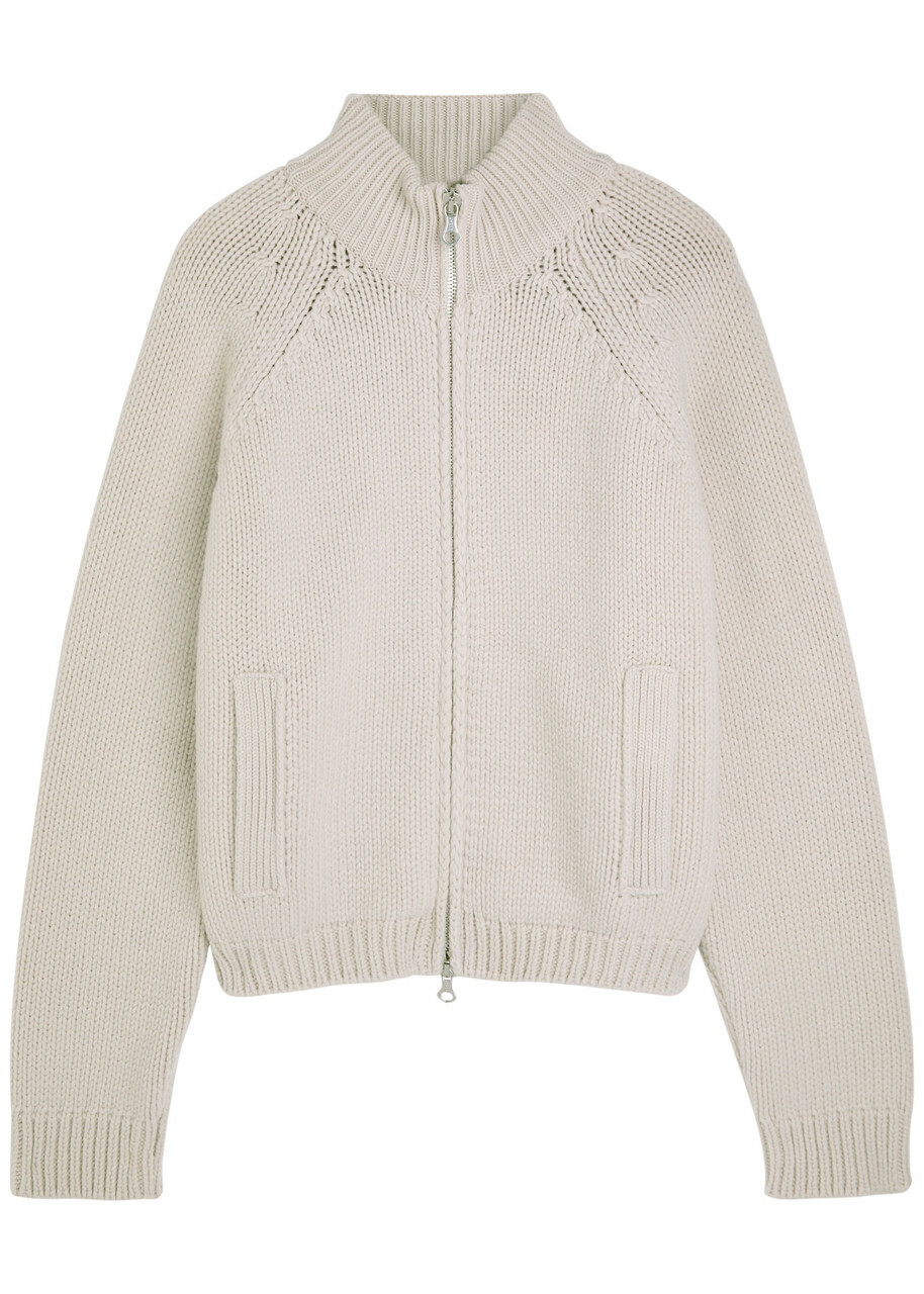 Our Legacy Ribbed Merino Wool Zip-through Cardigan Off White