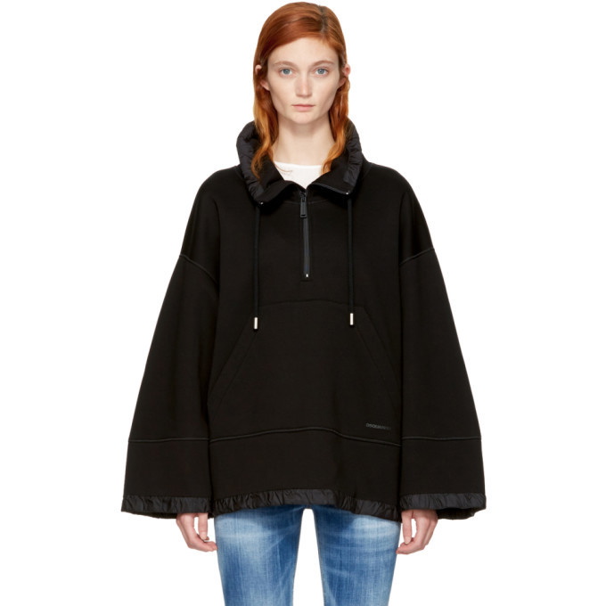 Photo: Dsquared2 Black Oversized Half-Zip Hoodie