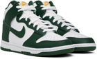 Nike White & Green Dunk High Retro Sneakers