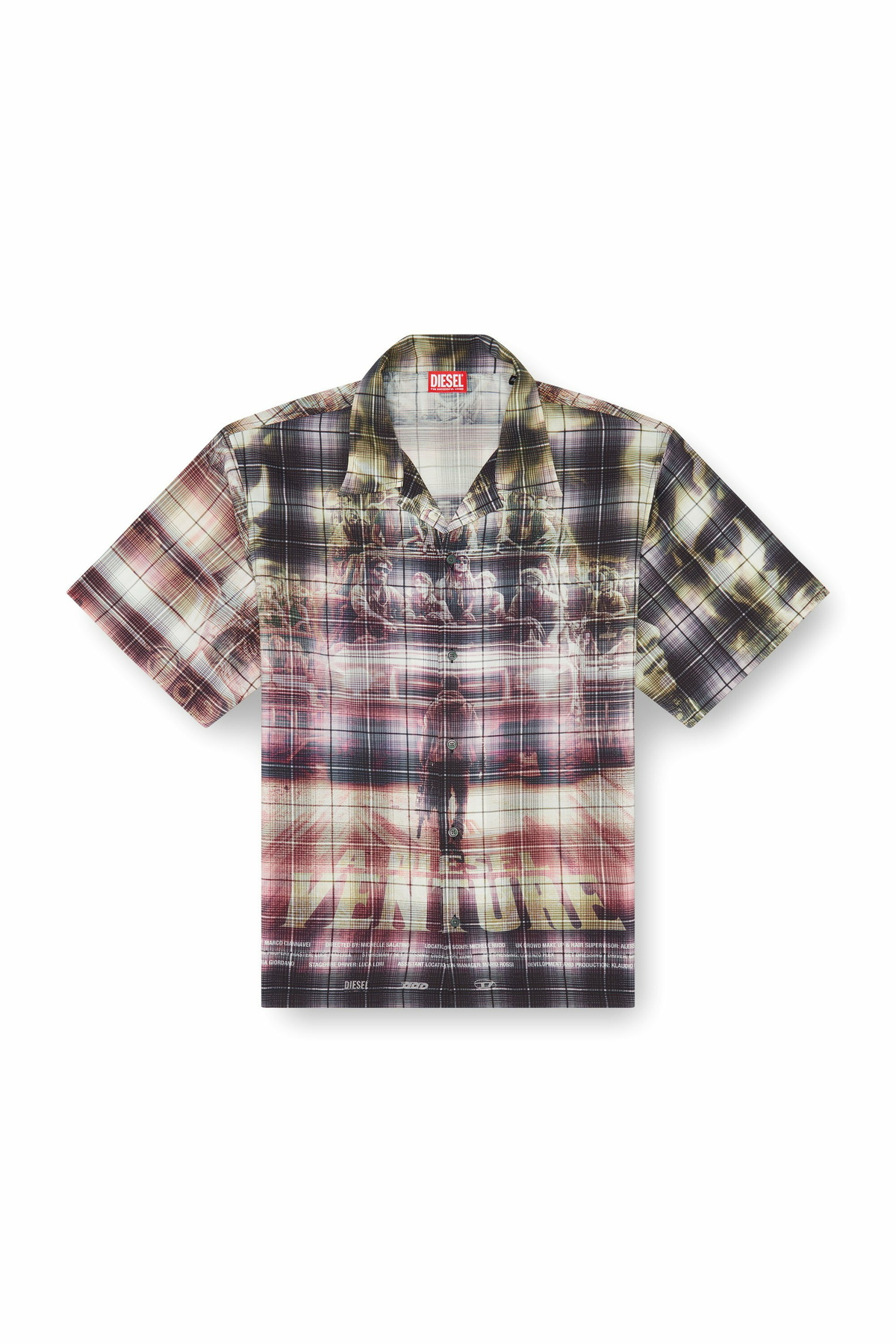 Diesel Short-sleeve check shirt with poster print - Shirts Mens in 