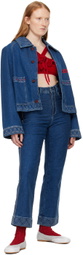 Bode Blue Embroidered 'Knolly Brook' Jeans