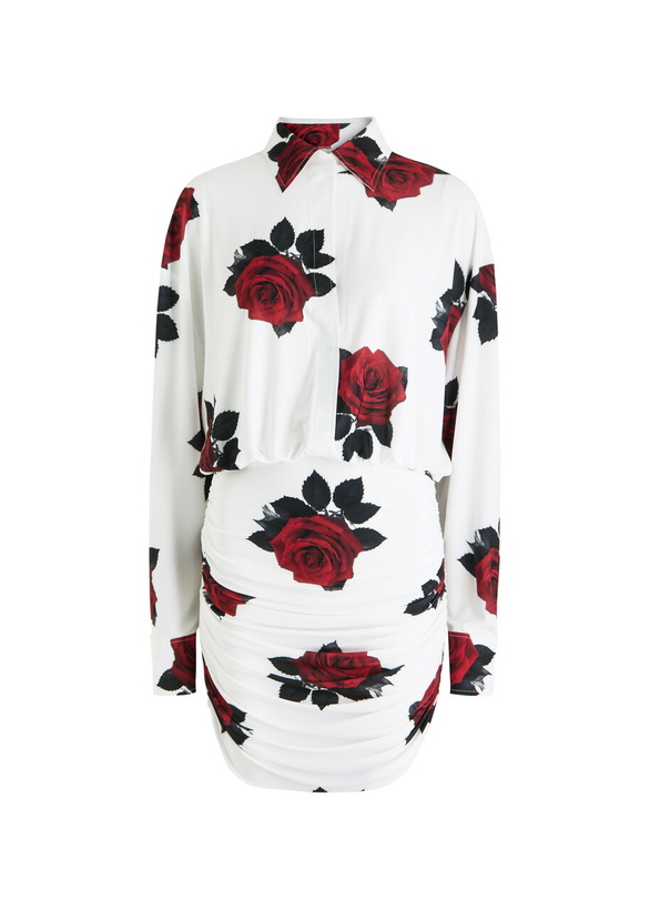 Photo: Norma Kamali Oversized BF NK Stretch-jersey Mini Shirt Dress White