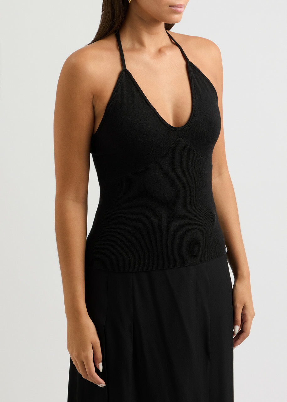 Extreme Cashmere N°349 Plaza Halterneck Cotton-blend top - Black