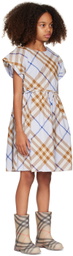 Burberry Kids Blue Check Cotton Dress