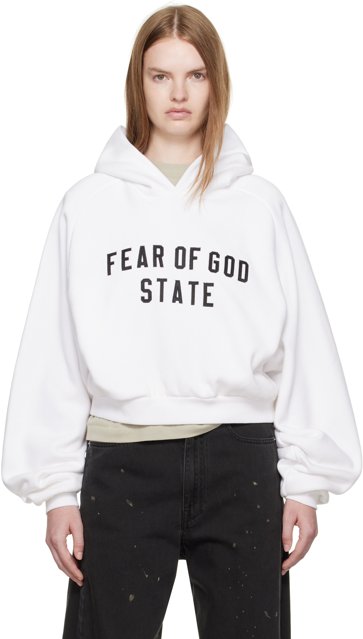 Fear of God ESSENTIALS White Fleece Raglan Hoodie