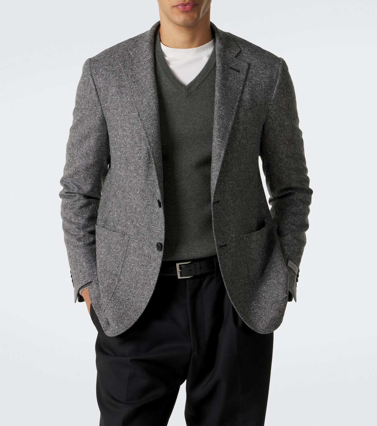 Canali Herringbone wool and cashmere blazer
