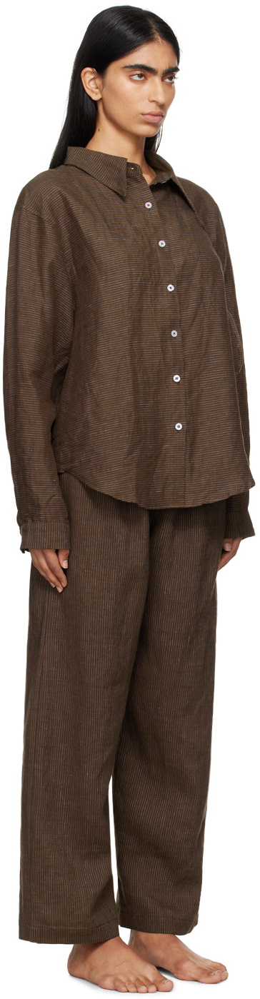 Deiji Studios Brown String Linen Pyjama Set Deiji Studios