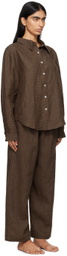 Deiji Studios Brown String Linen Pyjama Set