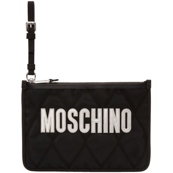 Photo: Moschino Black Quilted Logo Pouch