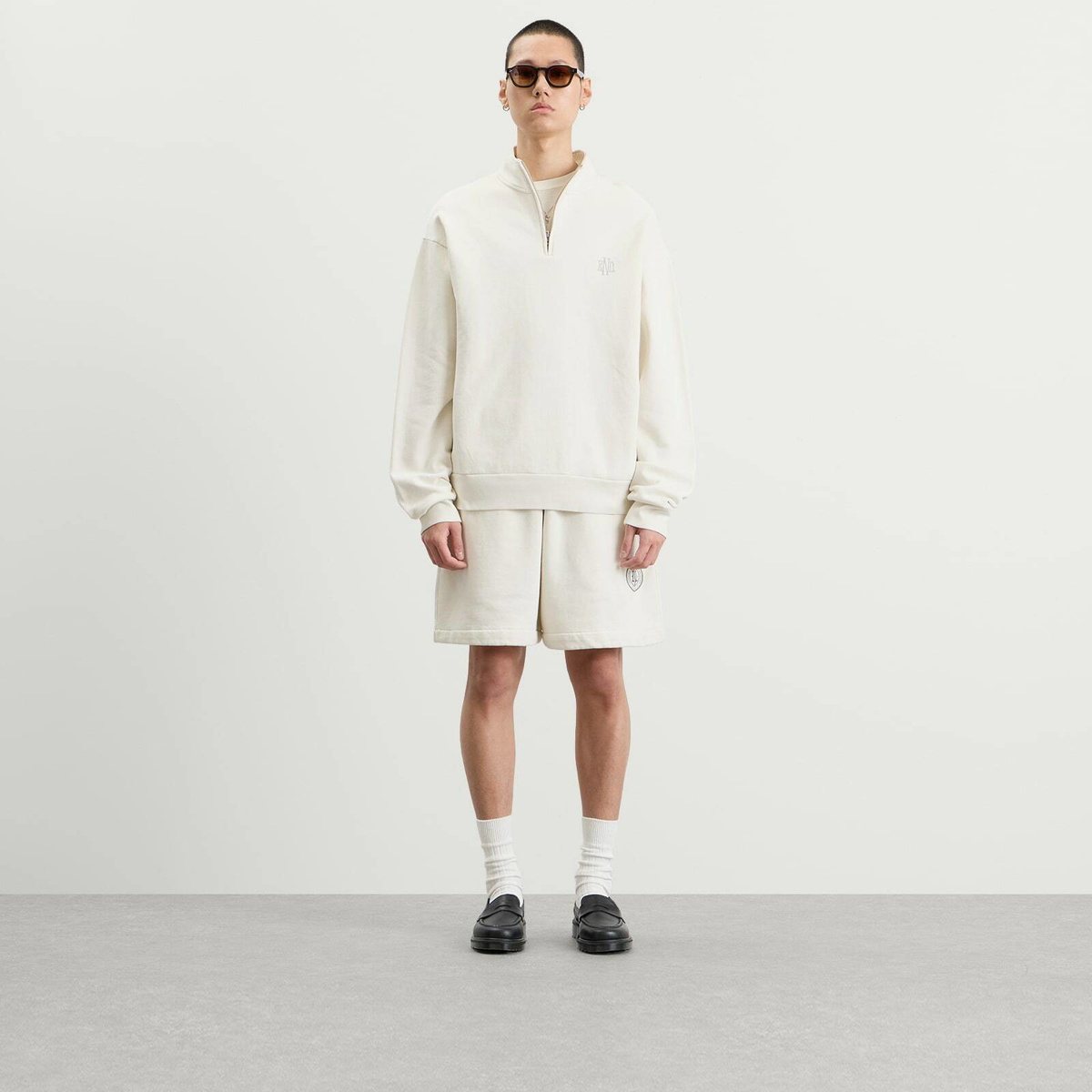 END. Slice Half Zip Sweat in Smoke White