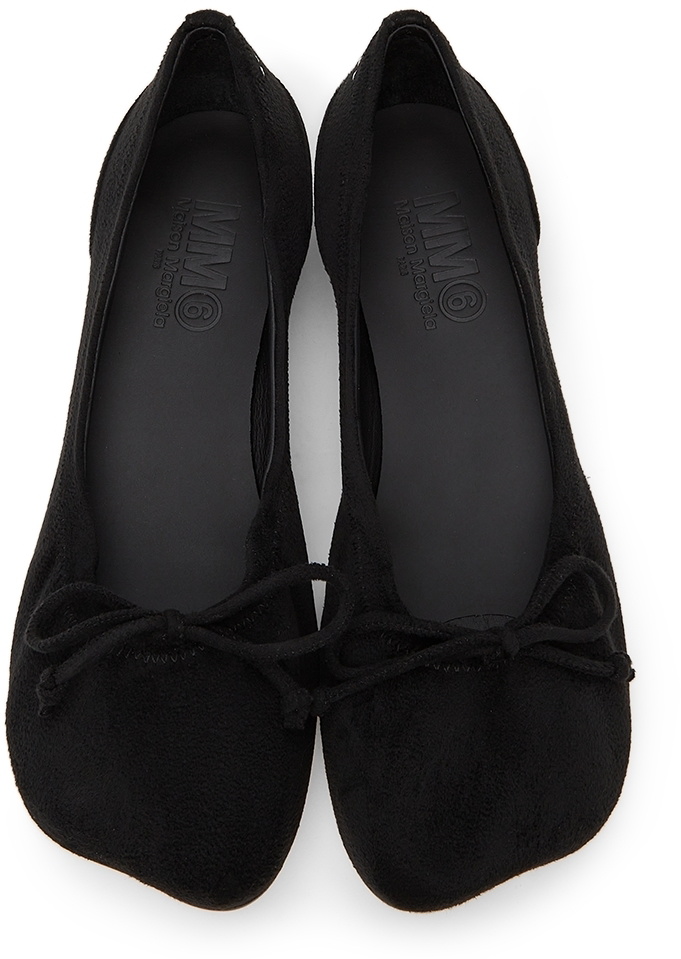 MM6 Maison Margiela Black Faux-Suede Ballerina Flats MM6 Maison Margiela