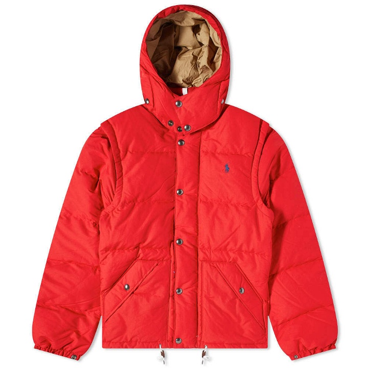 Photo: Polo Ralph Lauren Men's Removable Sleeve Down Jacket in Red