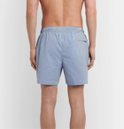 Mr P. - Striped Cotton-Blend Seersucker Swim Shorts - Blue