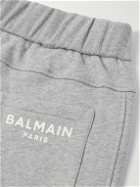Balmain - Logo-Print Cotton-Jersey Cargo Sweatpants - Gray