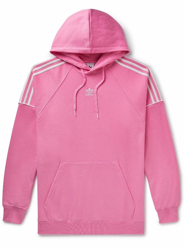 Photo: adidas Originals - Essential Logo-Embroidered Striped Cotton-Jersey Hoodie - Pink