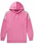adidas Originals - Essential Logo-Embroidered Striped Cotton-Jersey Hoodie - Pink